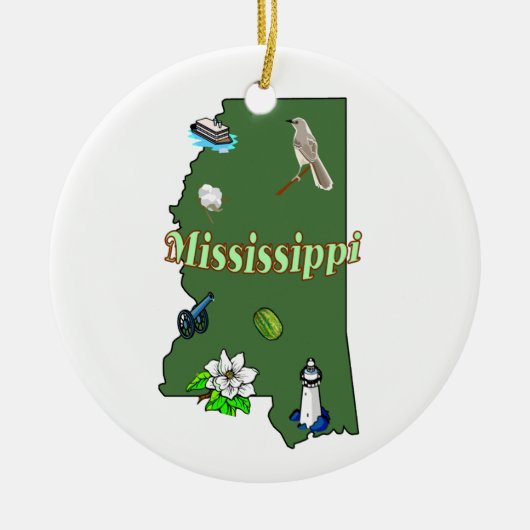 Mississippi-Weihnachtsbaum-Verzierung Keramik Ornament (Vorne)