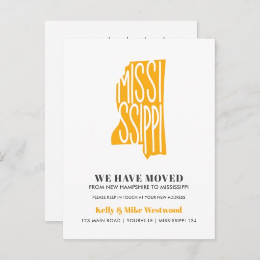 MISSISSIPPI Wir haben neue Adresse Neue Zuhause ve Postkarte (Vorne/Hinten)