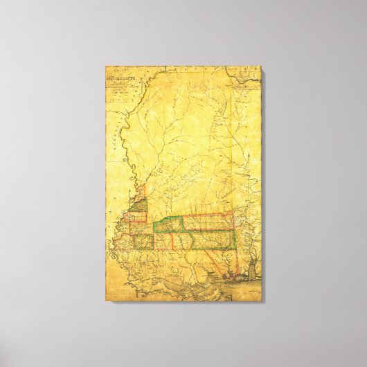 MississippiPanoramakarteMississippi Leinwanddruck (Vorderseite)