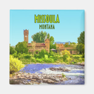 Missoula Montana Downtown Fluss Vintage Magnet