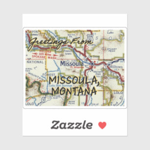 Missoula Montana Vintage Karte Aufkleber