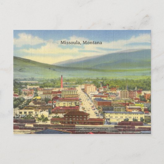 Missoula, Montana Vintage Vogelperspektive Postkarte (Vorderseite)