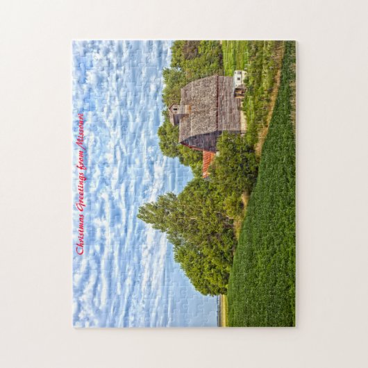 Missouri Bauernhof ländliche Scheune.Weihnachtsgrü Puzzle (Vertikal)