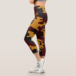 Missouri Black & Gold Tiger Camo Printed Capri Leggings