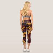 Missouri Black & Gold Tiger Camo Printed Capri Leggings (Rückseite)