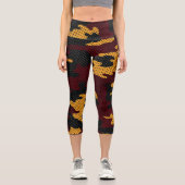 Missouri Black & Gold Tiger Camo Printed Capri Leggings (Vorderseite)