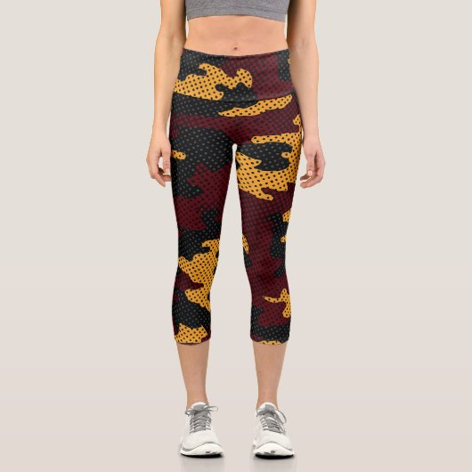 Missouri Black & Gold Tiger Camo Printed Capri Leggings (Vorderseite)