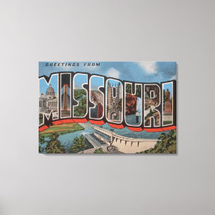 Missouri (Dam-Ansicht) - Große Letter-Szenen Leinwanddruck