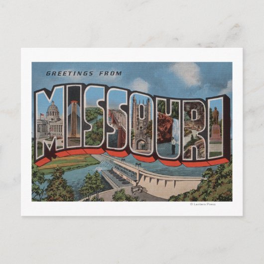 Missouri (Dam-Ansicht) - Große Letter-Szenen Postkarte (Vorderseite)
