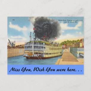Missouri, Dampf in Schleusen, St. Louis Postkarte