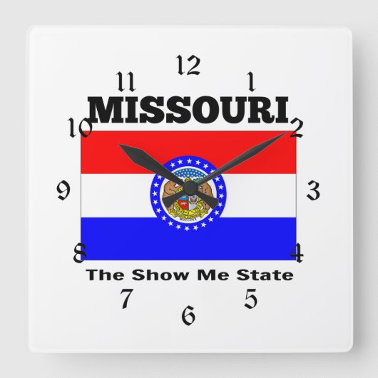 Missouri, der Staat "Show Me" Quadratische Wanduhr (Vorderseite)