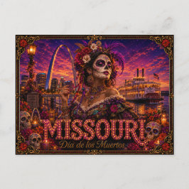 Missouri Día de los Muertos Retro Postkarte