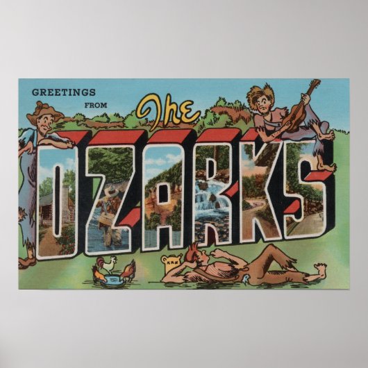 Missouri - Die Ozarks - Großbuchstaben Poster (Vorne)