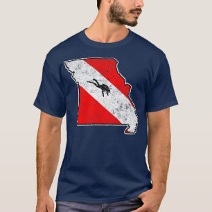 Missouri Dive Flag Scuba Dive Staat Karte Dive Fla T-Shirt