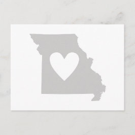 Missouri Grey Staat Map Form mit Herz Cutout Postkarte