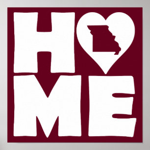 Missouri Home Heart State Poster Schild