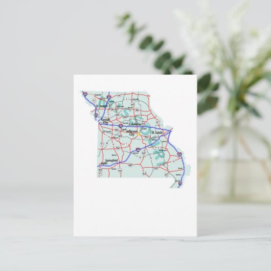 Missouri Interstate Map Postcard Postkarte (Stehend Vorderseite)