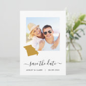 Missouri Map Foto Wedding Save the Date Card (Stehend Vorderseite)