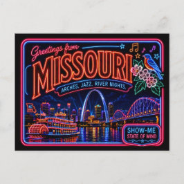 Missouri Neon State Retro Vintage Postkarte