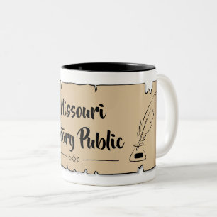 Missouri Notary Public Scroll Feather Quill Zweifarbige Tasse