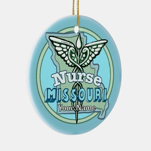 Missouri Nurse Caduceus Keramik Ornament (Rechts)