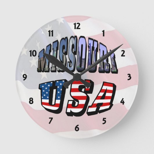 Missouri Picture und USA Text Clock Runde Wanduhr (Vorderseite)