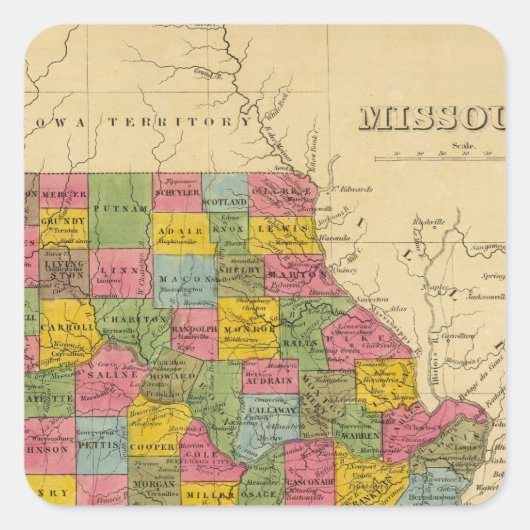 Missouri Quadratischer Aufkleber (Vorderseite)