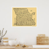Missouri Railroad Map 1897 Poster (Küche)