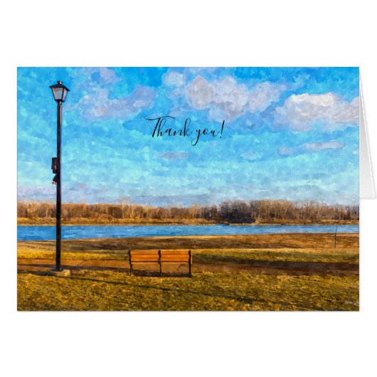 Missouri River Bench Painterly Danke Karte (Vorderseite (Horizontal))