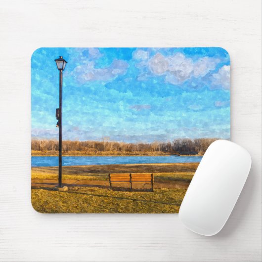 Missouri River Bench Painterly Mouse Pad Mousepad (Mit Mouse)