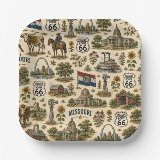 Missouri Route 66 Party-Eingangstor Pappteller (Vorderseite)