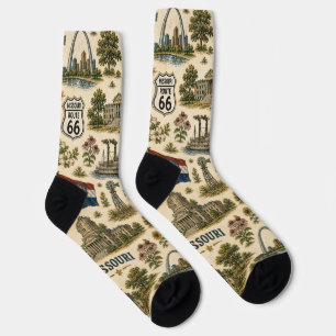 Missouri Route 66 St Louis Vintage Reise Kunst Socken