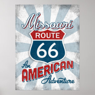 Missouri Route 66 Vintage Amerika Poster