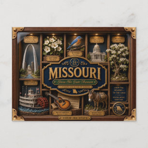 Missouri-Schattenschachtel-3D-Figur-Staat Postkarte