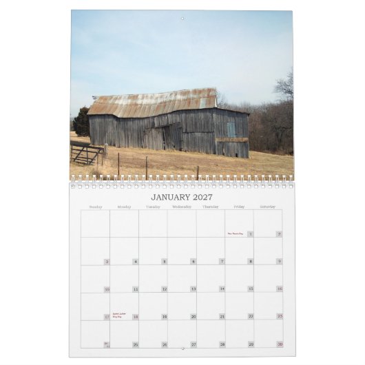 Missouri-Scheunen Kalender (Jan 2027)