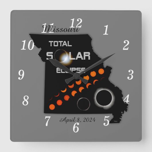Missouri Solar Eclipse Quadratische Wanduhr (Vorderseite)