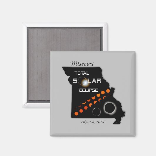 Missouri Solar Eclipse Square Magnet (Vorderseite/Rückseite)