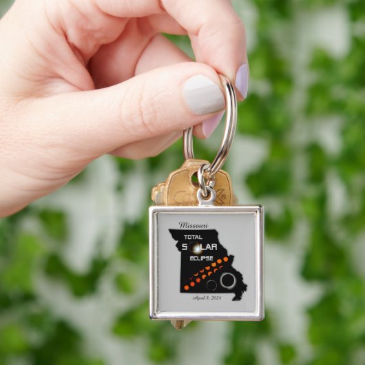 Missouri Solar Eclipse Square Schlüsselanhänger (Hand)