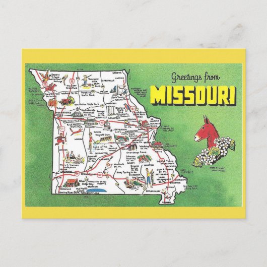 Missouri Staat Map Postcard Postkarte (Vorderseite)