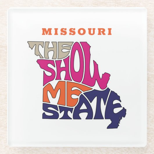 Missouri Staat Nickname Word Art Glasuntersetzer (Vorderseite)