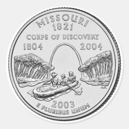 Missouri Staat Quarter Runder Aufkleber (Vorderseite)