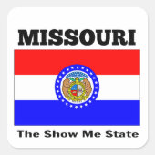 Missouri, The Show Me State, Quadratischer Aufkleber (Vorderseite)