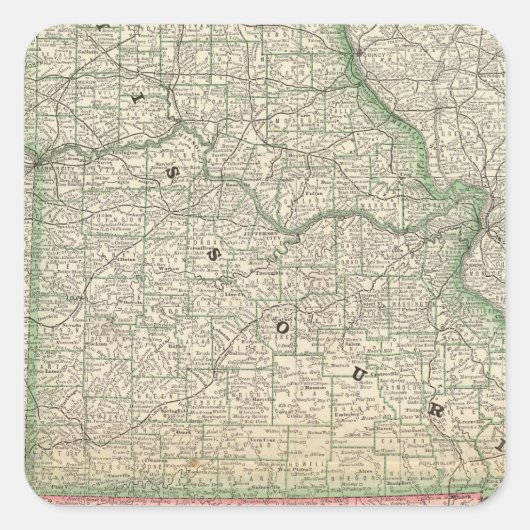 Missouri und Arkansas Quadratischer Aufkleber (Vorderseite)
