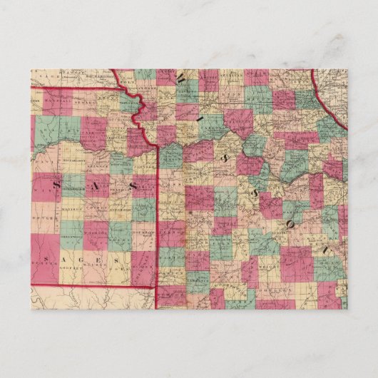 Missouri und Kansas Postkarte (Vorderseite)