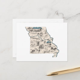Missouri Vintag Picture Map Staat Chart Postkarte