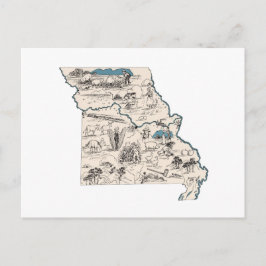 Missouri Vintag Picture Map Staat Chart Postkarte