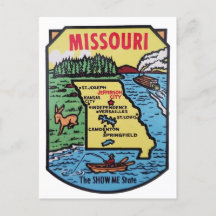 Missouri Vintage Decal Map der 50er Jahre