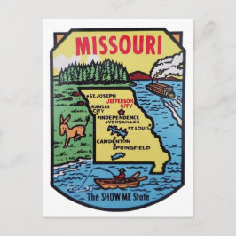 Missouri Vintage Decal Map der 50er Jahre Postkarte