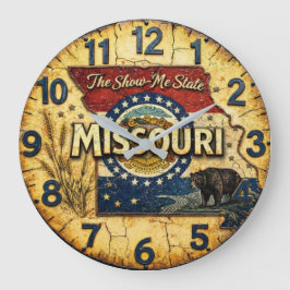 Missouri Vintage Show Me State Map Design Rustic Große Wanduhr
