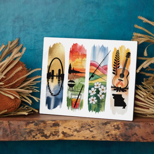 Missouri Watercolor Wall Art Plaque | State Sign w Fotoplatte (Seite)